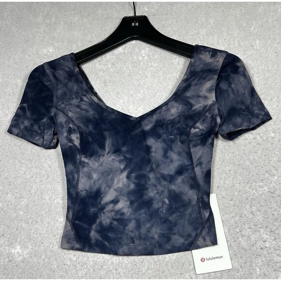 Lululemon Align Tee Size 2 Navy Blue Tie Dye Shirt Short Sleeve $74 NWT Active - Picture 1 of 9